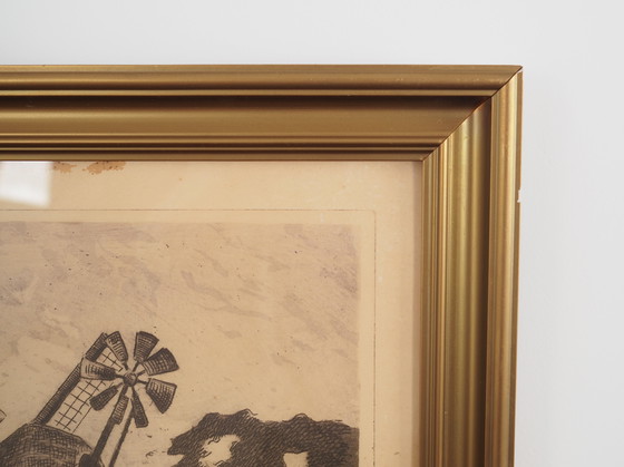 Image 1 of Peinture "Le moulin à vent", design scandinave, années 1970