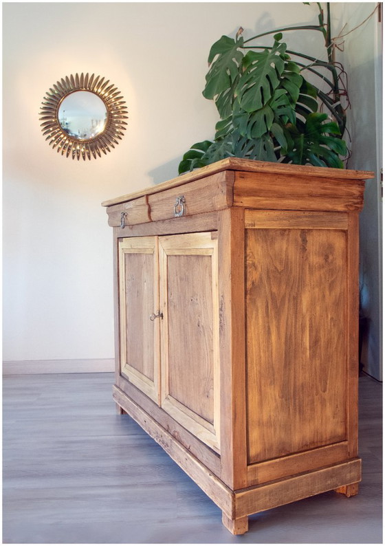 Image 1 of Antique Parisian sideboard, raw light oak