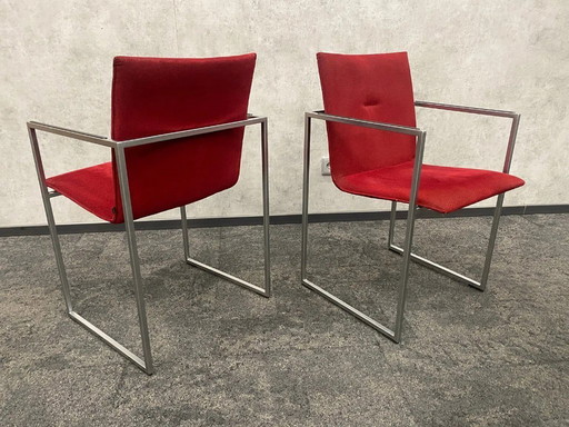 Arco Frame dining chairs – set of 4 – red upholstery