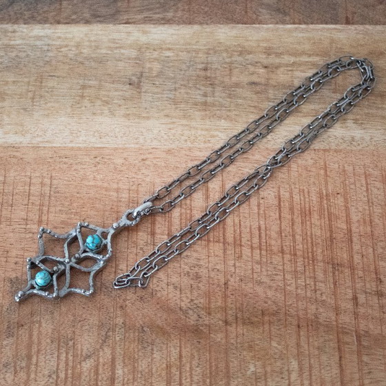 Image 1 of Necklace with large pendant, Brutalist, South Western style