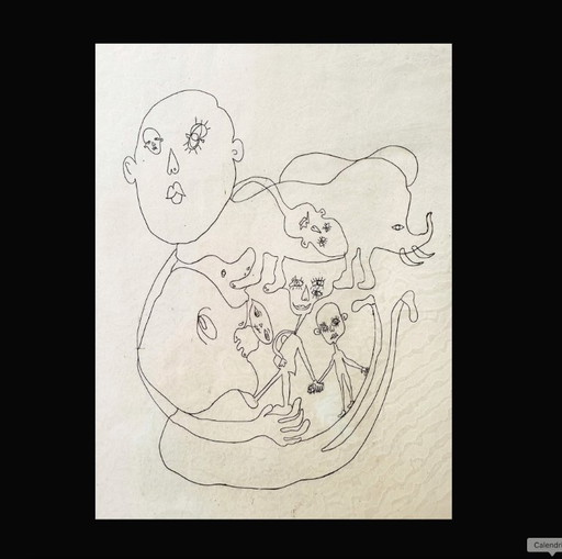 Vintage lithografie in een gelakte houten lijst van L. Gewisgold, 1970.