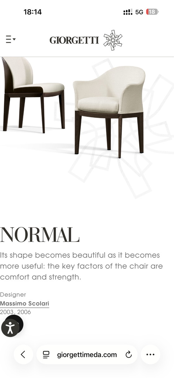 Set di 8 Sedie da pranzo Giorgetti Normal di Massimo Scolari – Leather, Textile (photo 8 of 11)