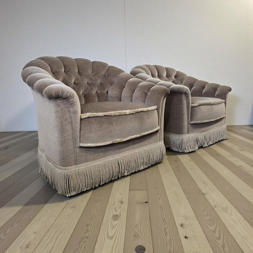 Set of 2 vintage single-seater / armchairs / club seats
