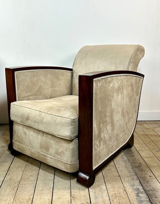 Image 1 of Fauteuils (la paire) époque Art déco en palissandre et suédine