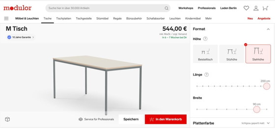 Modulor M mesa 200x90cm – Modular, Escritorios, MDF, Metal (photo 5 of 5)