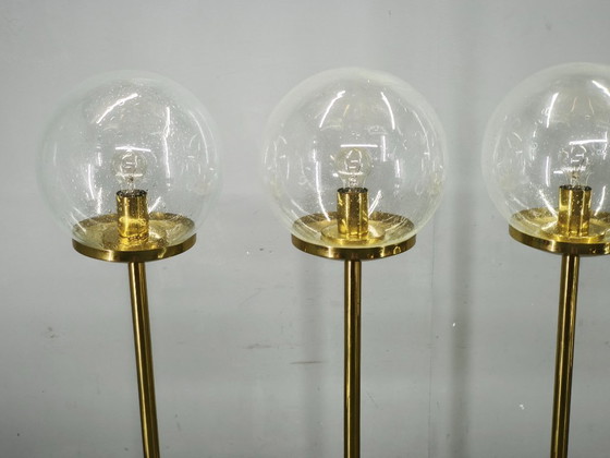 Set aus 4 Space Age Stehleuchten aus Messing und Blasenglas, Kamenický Šenov – Brass (photo 14 of 15)