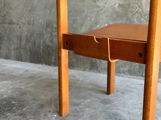 Image 1 of Set of 4 Vintage Scandinavian Oak Chairs | Brutalist | 1960s-1970s | Stackable