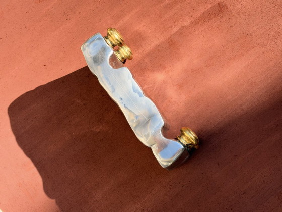 David Marshall Brutalist Soap Dish, Spain, 1970s, Decorative Objects, Metal, Brass, Silver, Organic Modern (photo 3 of 7)