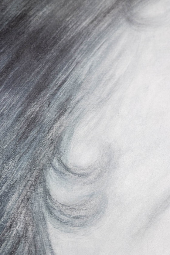 Image 1 of Evelyne Baget Détail peint d’un portrait de jeune femme. Contemporain