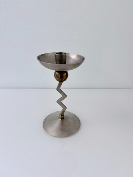 Portacandele Vintage Postmoderno Ottone/Nichel Anni '80 – Metal (photo 2 of 13)