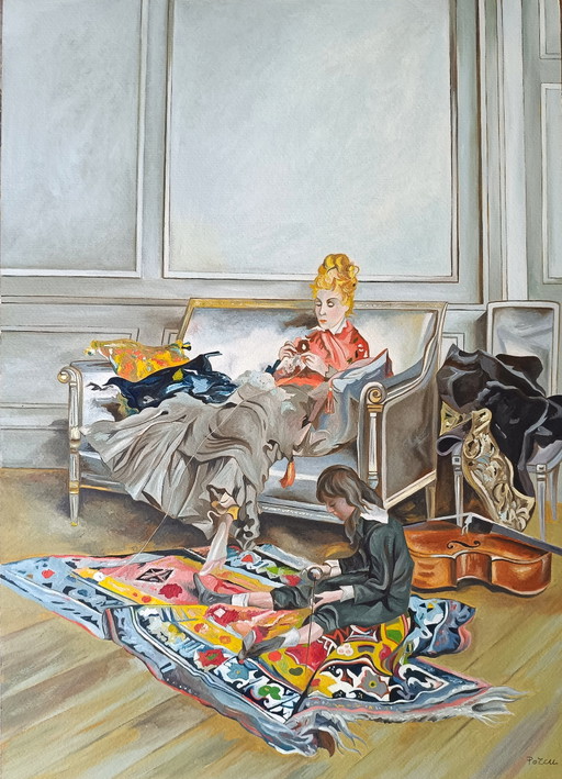 Oil on original cardboard copy from Boldini 70x50