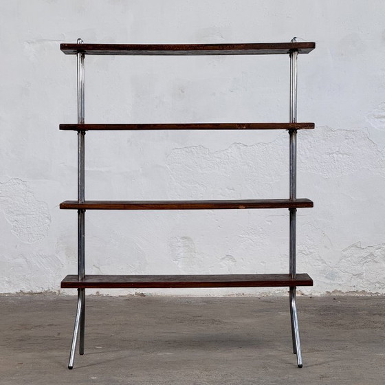 Image 1 of Bauhaus Style Dark Oak Shelving Unit