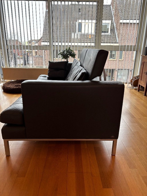 De Sede 3-seater sofa, gray DS-0040/03 with matching footstool DS-0040/05