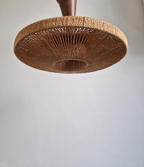 Image 1 of Vintage grote Temde Design hanglamp sisal - teak - mooi!