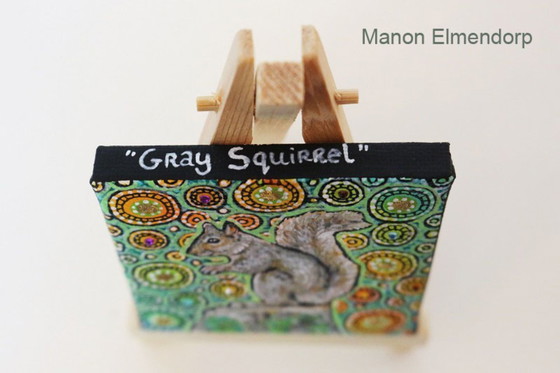 Image 1 of Unique Hand-Painted Small Painting including Donkey and Squirrel