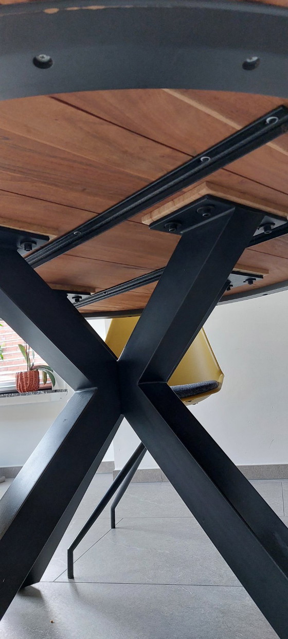 Image 1 of Round solid wood dining table 120 cm – Xooon – industrial design