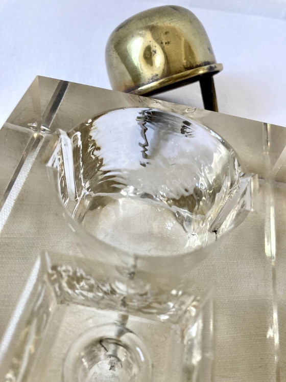 Desk Inkwell with Beveled Cut Glass Reservoir and Brass, circa 1900 – Decorative Objects (photo 12 of 18)