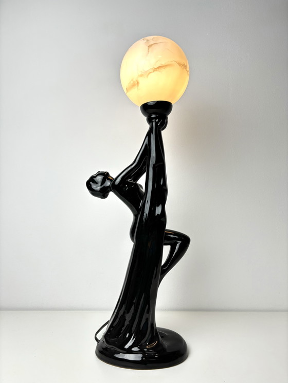 Image 1 of Art Deco Ceramic Woman Figure Table Lamp