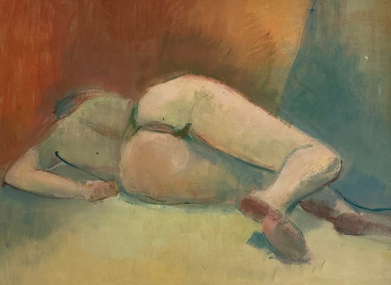 Image 1 of Original französisches figuratives Gemälde aus den 70er Jahren mit der Signatur Marais