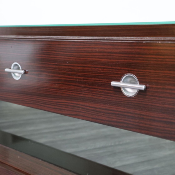 Image 1 of Comò Cassettiera In Ebano Macassar E Specchio Cubic Design Modernariato 1980’s