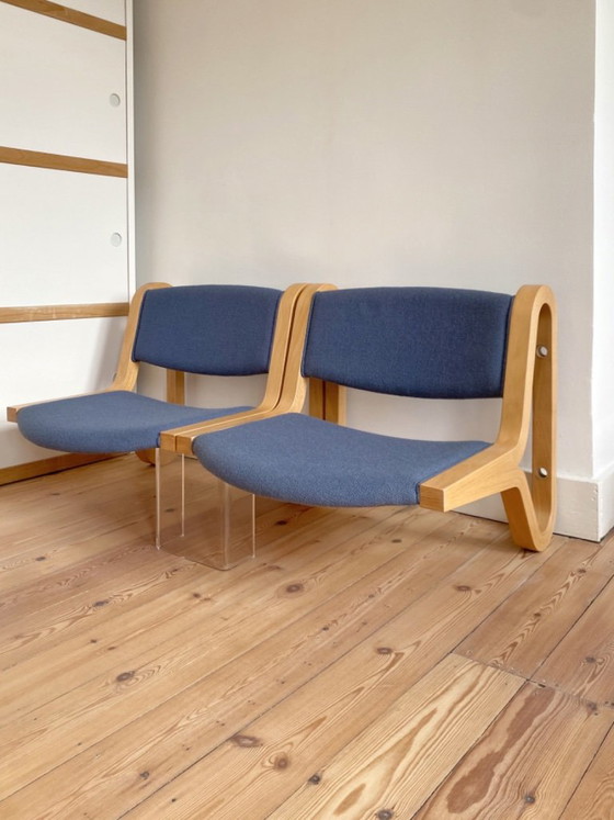 Vintage 4 Danish Wall Chairs + 1 Table Magnus Olesen – Chairs and lounge chairs, Textile, Wood (photo 12 of 14)