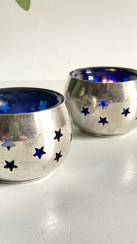 Image 1 of PHOTOPHORES Métal Argenté et Etoiles