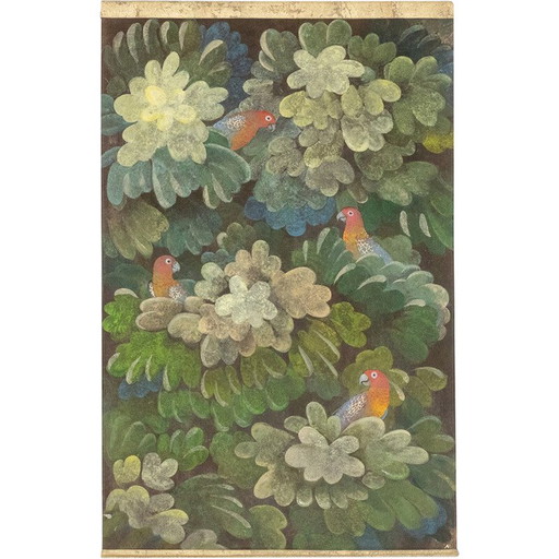 Peinture vintage représentant des perruches, France
