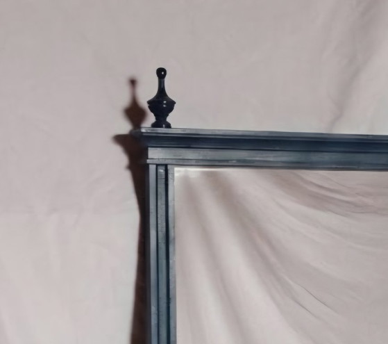 Restored Vintage Mirror in Navy Blue, Louis XVI Style – Wood (photo 5 of 5)