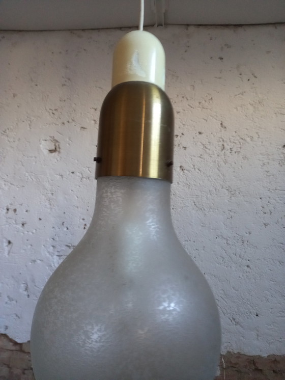 Image 1 of Lámpara de araña de cristal arenado de los años 60 de Stilux 