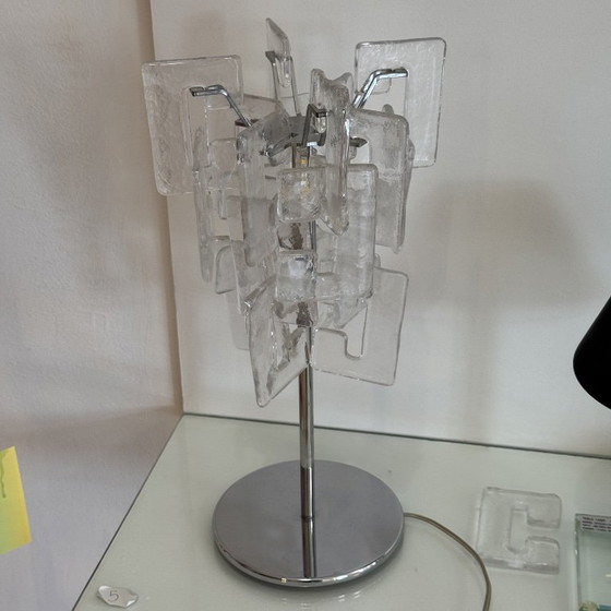 Vintage Murano Glass Table Lamp by Mazzega Carlo Nason, Chrome, 1970s (photo 13 of 13)