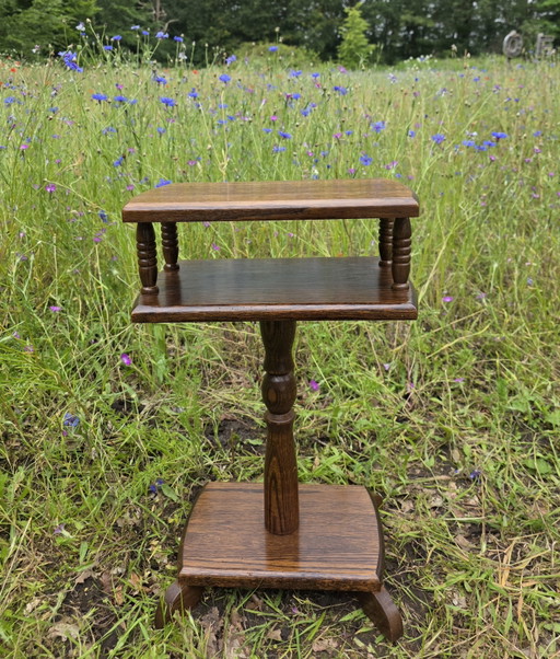 Vintage boeken- en bijzettafel eikenhout
