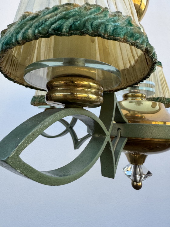 Lampadario Art Déco in ottone e vetro – Brass, Metal (photo 8 of 15)