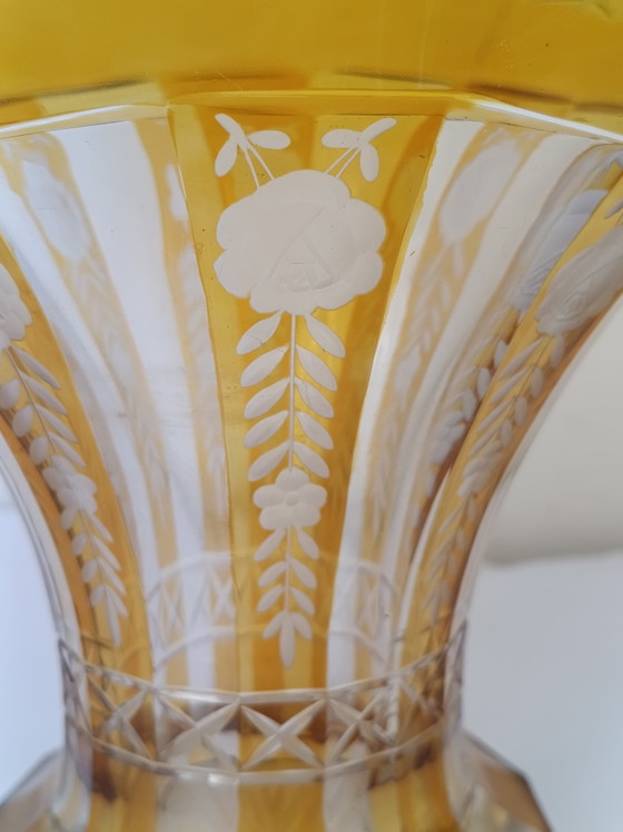 Image 1 of Bohemian crystal vase, satin, rare cut