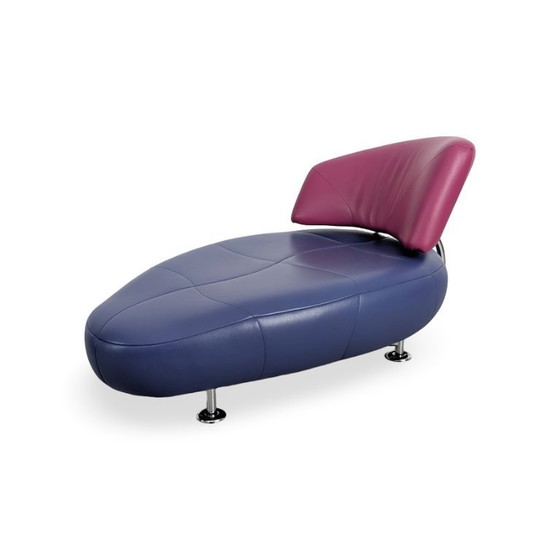 Image 1 of 2 chaises longues Leolux Kikki, canapé en cuir rose et bleu