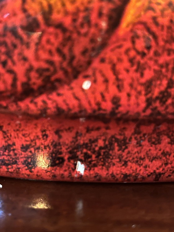 Image 1 of 3 lámparas colgantes de cerámica roja, cerámica de Alemania Occidental, años 60/70