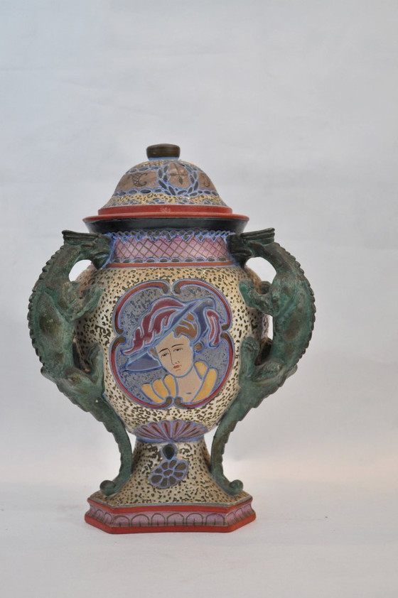 Image 1 of Vaso con coperchio e draghi - Ceramica XX secolo - (rif. 48)