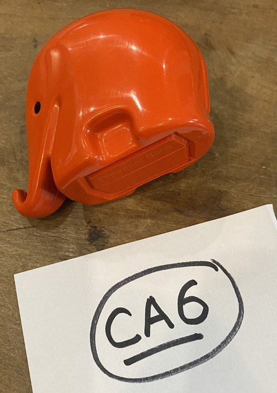 Image 1 of Sparschwein mit orangefarbenem Elefantenmotiv CA6 Luigi Colani Dresdner Bank 1970
