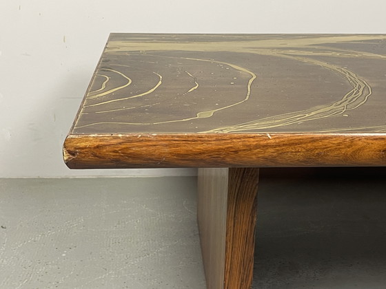 Image 1 of Artistic Brutalist Brass-Etched Coffee Table in the Style of Bernhard Rohne, Germany, 1960s. Ref.: CT1001