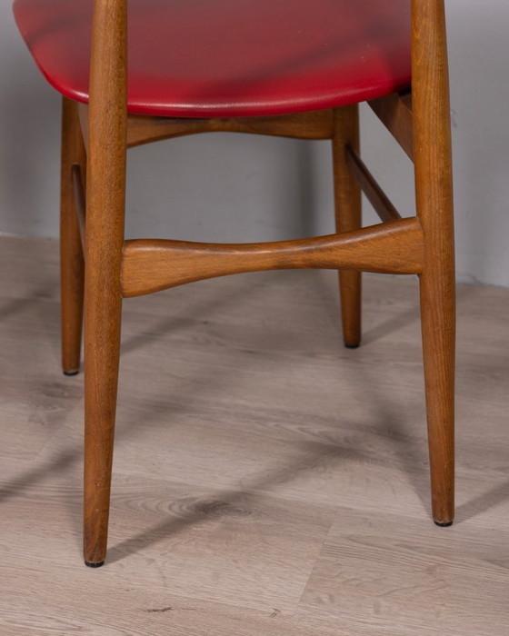 Image 1 of Coppia di sedie vintage anni '60 in legno e pelle, design italiano.