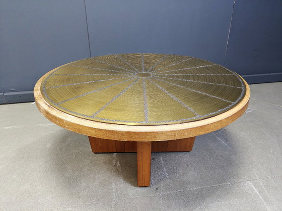 Image 1 of Scandinavian etched brass coffee table, 1960s 