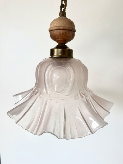 Lampe suspendue vintage en verre cuivré