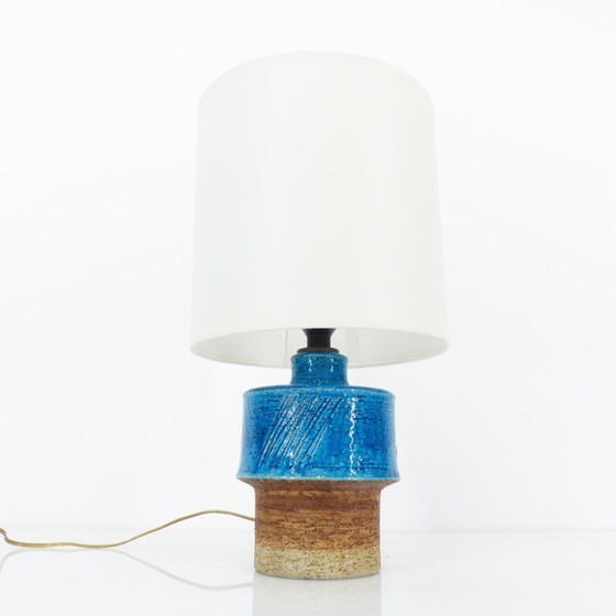 Image 1 of Scandinavische blauwe steengoed lamp van Inger Persson voor Rörstrand, Zweden 1960