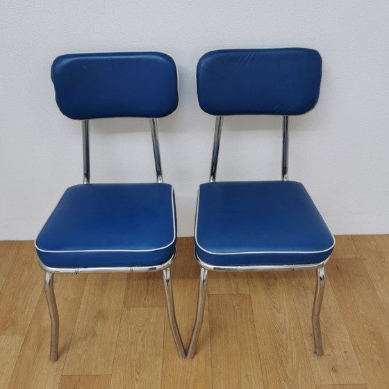 Image 1 of Sedie vintage Mid-Century in tubo cromato e similpelle, sedie da pranzo