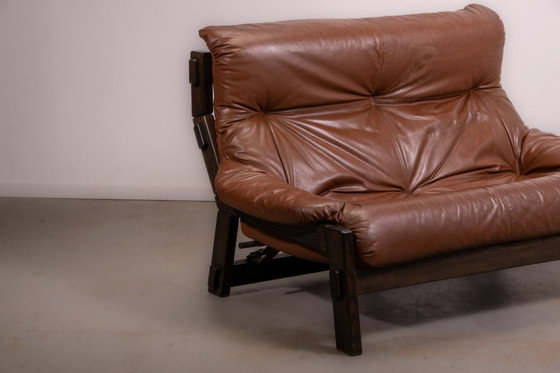 Image 1 of Divano e poltrona brutalisti olandesi disegnati da Gerard Van den Berg per Montis. Circa 1980