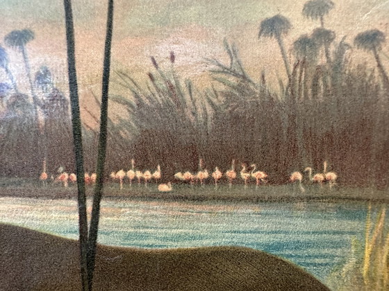 Image 1 of Vintage linen school map - Hippopotamus