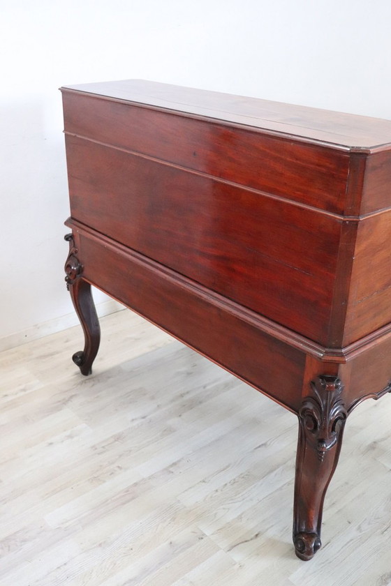 Image 1 of Antiker Rollschreibtisch in Nussbaum, Italien 19.