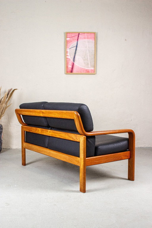 Vintage Teak Sofa Couch Leder Olsen & Laursen 2 Sitzer 80er