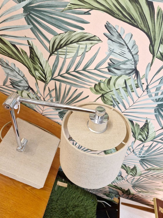 Image 1 of Lampe de bureau vintage chromée/beige années 70