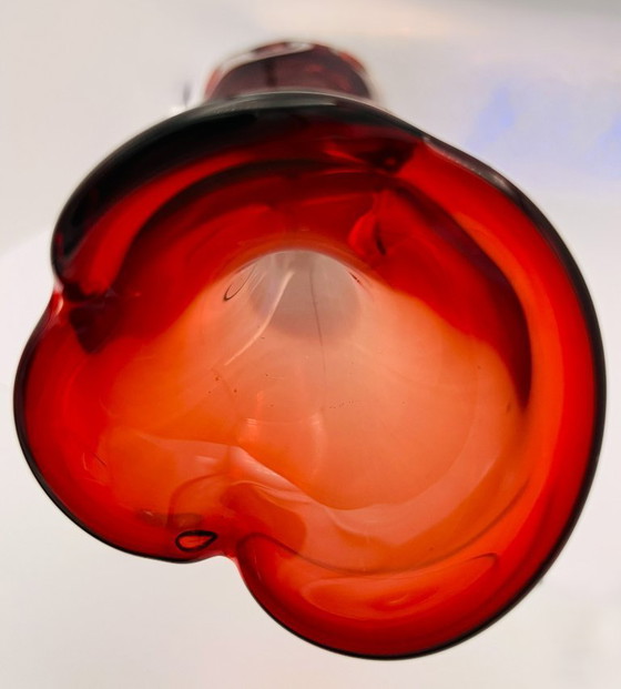 Image 1 of Retro sueco- Börne augustsson- Jarrón con huella digital - alto- rojo