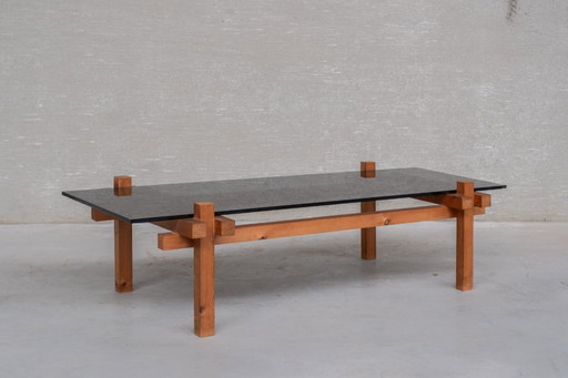 Tavolino da caffè di metà secolo in legno/smalto fumé